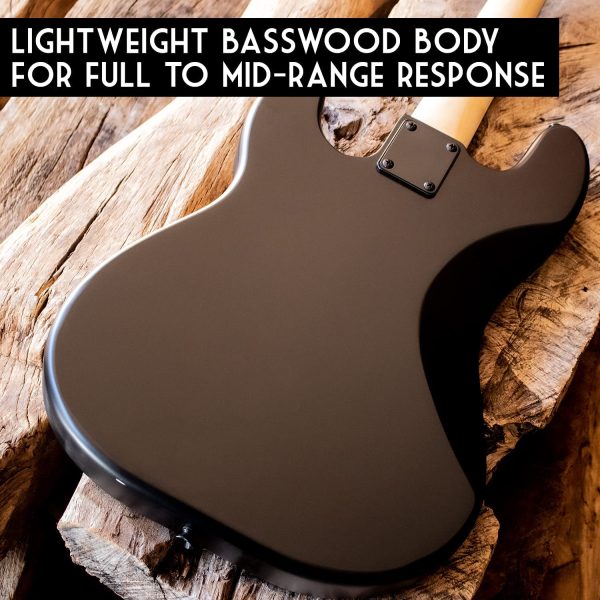 Sawtooth ST-PB-STNBKB EP Series Electric Bass Guitar, Satin Black with Pickguard - Image 2