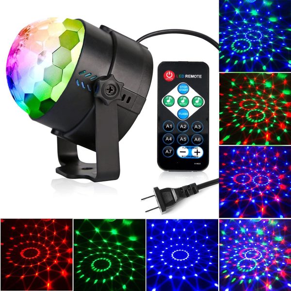 KOOT Disco Lights Ball, Strobe Light,Sound Activated Party Lights LED 7 Colors Holiday Lights DJ Lights Strobe Lights for Dance Karaoke DJ Bar Wedding Show (with Remote) - Image 3