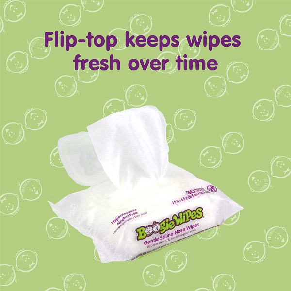 Boogie Wipes Natural Saline Nose Wipes for Kids and Babies, Unscented, 90-Count - Image 2