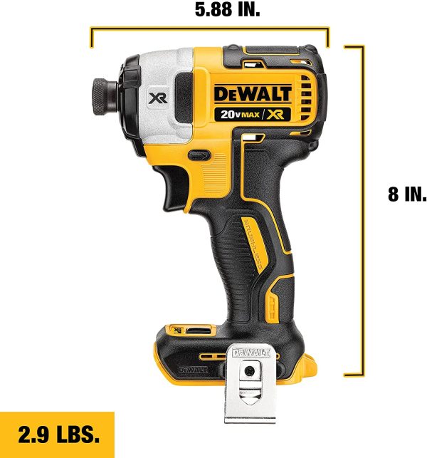 DEWALT 20V MAX* XR Impact Driver Kit, Brushless, 3-Speed, 1/4-Inch, Tool Only (DCF887B) - Image 2