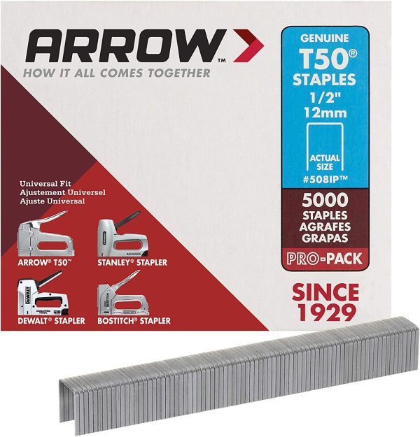 ARROW ARRT5012IP Fastener 508IP 1/2-Inch Genuine T50 Staples, 5,000-Pack - Image 2