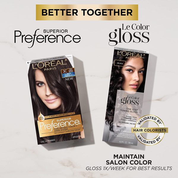 L'Oreal Paris Superior Preference Permanent Hair Colour in 1 Ultimate Black, Intense Black. Long Lasting Hair Dye. Grey Hair Coverage.