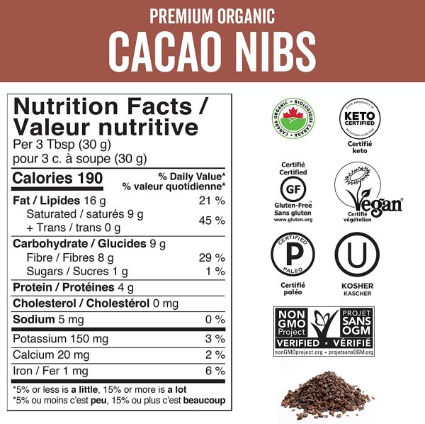 Organic Cacao Nibs, 1 lb Bag (454 g) - Keto and  Unsweetened Chocolate Chip Substitute, Perfect for Gluten Free Baking, Smoothies and More, Non-GMO and Gluten Free - Image 5