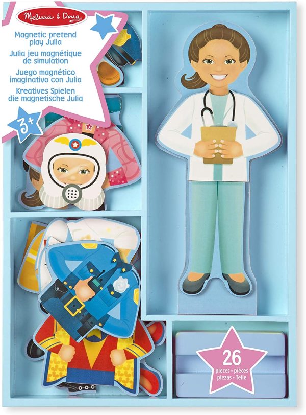 Melissa & Doug Julia Magnetic Dress-Up Wooden Doll Pretend Play Set (25+ Pieces) - Image 3