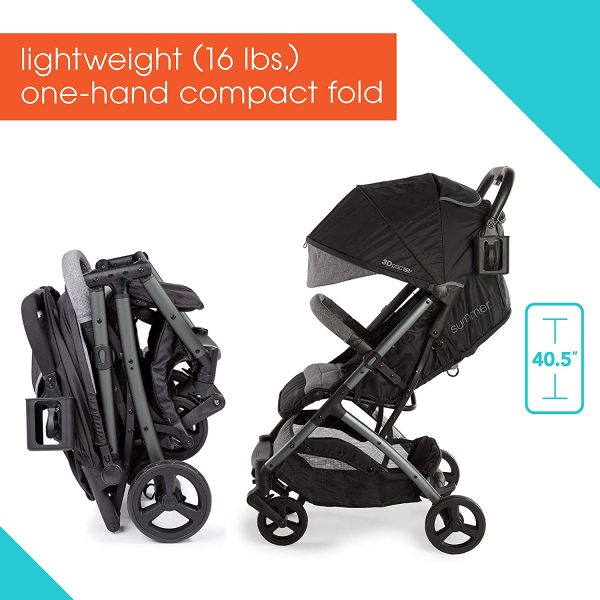 Summer Infant 3Dpac CS+ Compact Fold Stroller, Ash Gray - Image 8