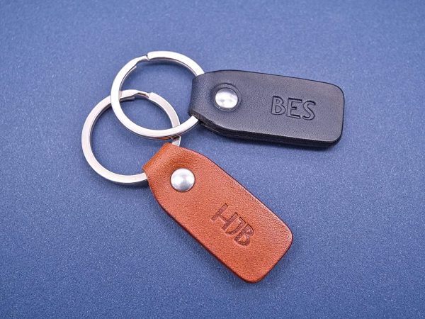 Personalized leather key chain, exquisite gift monogram handmade in France | Custom key ring, edc keychain (Black) - Image 6