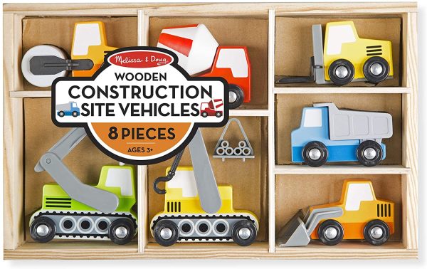 Melissa & Doug Wooden Construction Site Vehicles with Wooden Storage Tray (8 Pieces) - Image 2