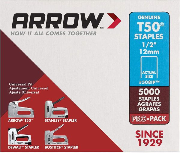 ARROW ARRT5012IP Fastener 508IP 1/2-Inch Genuine T50 Staples, 5,000-Pack - Image 3