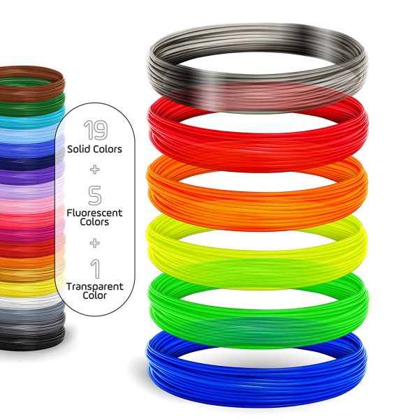 3D Pen & Printer Filament Refills | PLA 1.75mm | 25 Colour Array, 20 Solid Colours + 5 Fluorescent/Transparent, 33ft Each, 825 Feet Total - Image 4