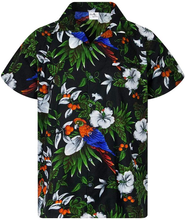 King Kameha Hawaiian Shirt for Men Funky Casual Button Down Very Loud Shortsleeve Unisex Cherry Parrot - Image 4