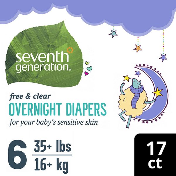 Seventh Generation Baby Free and Clear Overnight Diapers, Stage 6, 17 Count - Image 2