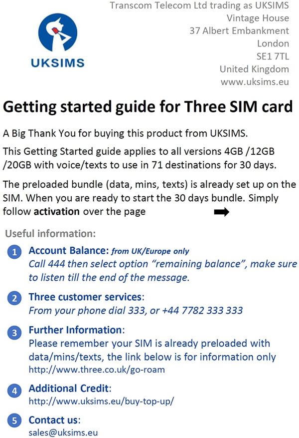 New PrePaid Europe (UK Three) SIM Card 50GB Data Unlimited Minutes/Texts for 30 Days with Free Roaming/USE in 71 Destinations Including Europe, South America and Australia (50GB) - Image 2