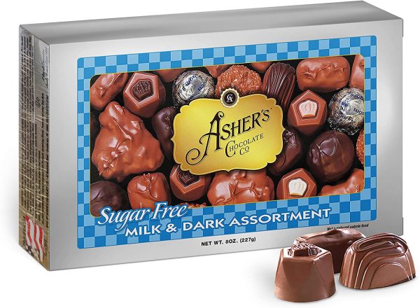 Chocolates, Sugar Free Chocolate Candy, Milk and Dark Chocolate Assortment, Small Batches of Kosher Chocolate, Family Owned Since 1892, Assorted Keto Chocolates (8 oz.)