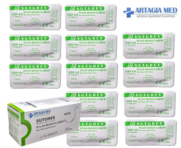 12 Pack of Medical Sutures with Needles for Suture Practice | for Practicing Suturing Doctors, Medical Students, Veterinarians | Nylon 4/0 Suture Threads - for Suture Practice and Education Only - Image 4