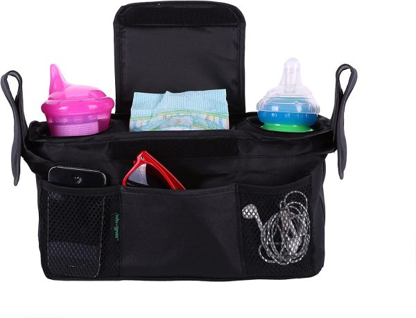 Luxury Stroller Organizer By Lebogner, Stroller Accessories, Universal Black Baby Diaper Stroller Bag, Stroller Cup Holder, Fits Most Strollers - Image 3