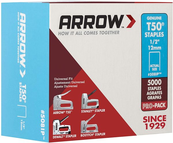 ARROW ARRT5012IP Fastener 508IP 1/2-Inch Genuine T50 Staples, 5,000-Pack - Image 4