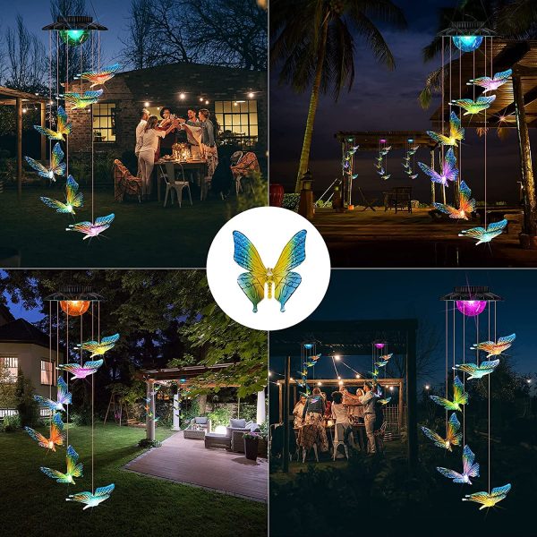 Solar Butterfly Wind Chimes Outdoor Colors Changing Upgraded 7 LED Lights Energy Saving and Waterproof Hanging Shiny Lights for Home Patio Yard Garden Decor Great Gifts Mother Gift - Image 7