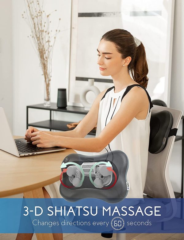 Zyllion Shiatsu Back and Neck Massager - Premium Spa-Like 3D Kneading Deep Tissue Massage Pillow (Wired) with Soothing Heat for Muscle Pain Relief, Athletes, Chair and Car - Black (ZMA-13-BK) - Image 9