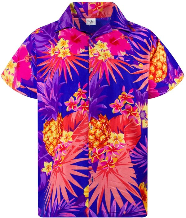 King Kameha Funky Hawaiian Shirt Men Shortsleeve Frontpocket Hawaiian-Print Leaves Flowers Pineapple - Image 6