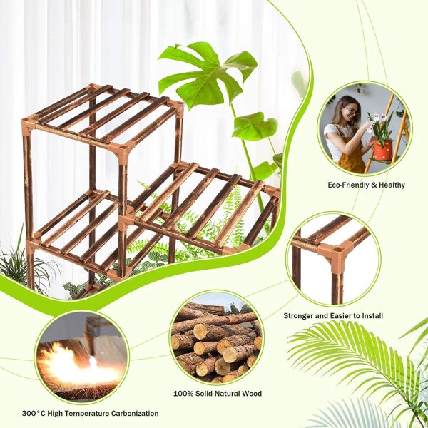 Plant Stand Indoor Outdoor,CFMOUR 10 Tire Tall Large Wood Plant Shelf Multi Tier Flower Stands,Garden Shelves Wooden Plant Display Holder Rack for Living Room Corner Balcony Office Lawn Patio - Image 2