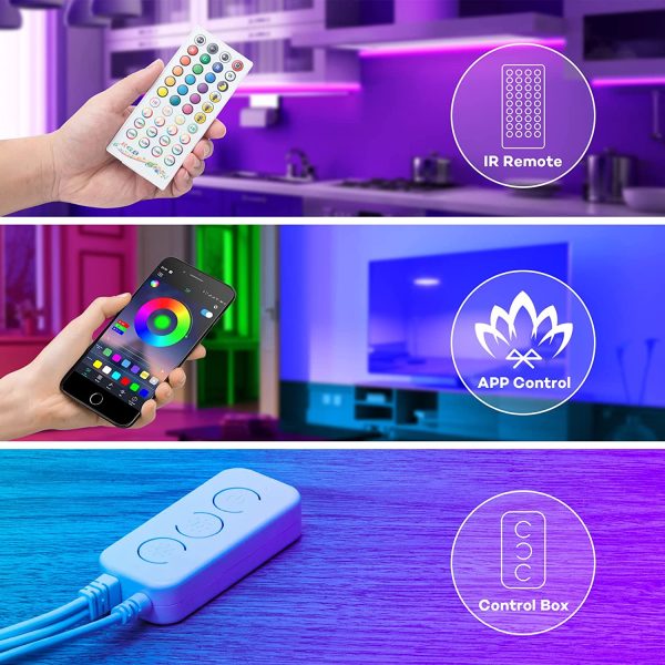 100FT LED Strip Lights, NUTSSA Ultra Long Music Sync Color Changing LED Light Strips, Smart App and Remote Control with 3 Button Controller, RGB LED Lights Strip for Bedroom, Ceiling, Home Decoration - Image 4