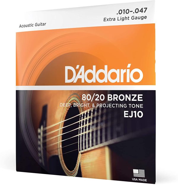 D'Addario EJ10 Bronze Acoustic Guitar Strings, Extra Light, 10-47 - Image 5