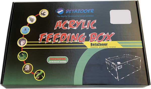 BETAZOOER Reptile Terrarium Aquarium Breeding Tank Acrylic Reptile Feeding Box with Temperature Hygrometer (11''x7.7''x5.9'')