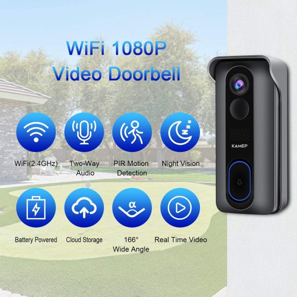 [2022 Upgraded] Wireless Wifi Video Doorbell Camera With Chime HD 1080P Waterproof Home Security Doorbell Camera Battery Powered With 2-Way Audio, Motion Detection ,IR ,Wide Angle,Cloud Storage,