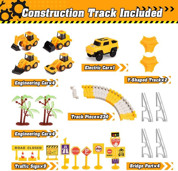 Toys for 3-12 Year Old Boys, TopDollo Construction Toys Cars for Boys Gifts Age 3-12 Race Track Cars Boys Toys Age 3-12 Track Toys Cool Toys for Kids 3-12 Engineering Toys Stem Building Toys