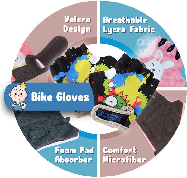 Simply Kids Soft Kids Knee and Elbow Pads with Bike Gloves I Toddler Protective Gear Set w/Mesh Bag& Sticker I CSPC Certified& Comfort I Roller-Skate, Skateboard Knee Pads Kids Children Boys Girls - Image 2