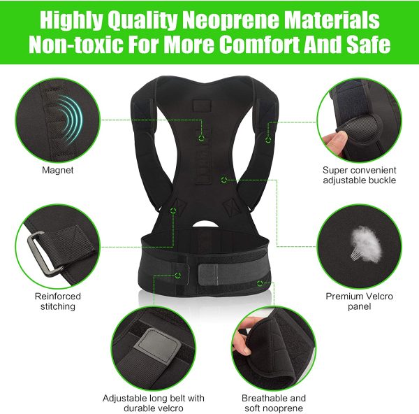 SOMAZ Adjustable Posture Corrector for Men&Women&Kids, Slouching Corrector, Clavicle Support, Back Straightener, Upper and Lumbar Back Brace Support for Rounded Shoulders & Back Pain (L)?M?