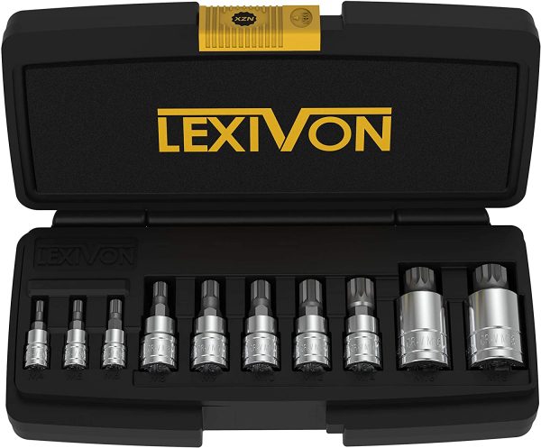 XZN Triple Square Spline Bit Socket Set, Premium S2 Alloy Steel | 10-Piece European Style M4 - M18 Set | Enhanced Storage Case (LX-145)