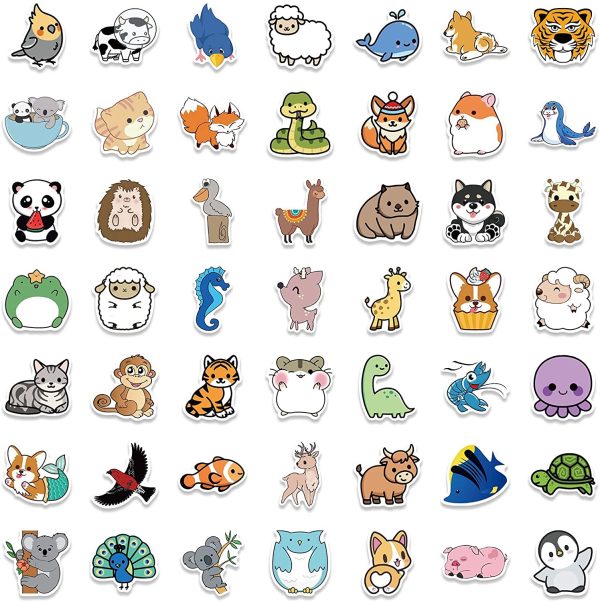 Animal Mixed Stickers Packs-100pcs Cat Dog Tiger Elephant Panda Stickers Vinyl Waterproof Cartoon Stickers for Adults Teens Girls Boys Toddlers Kids for Journaling Water Bottle Laptop Decor - Image 2