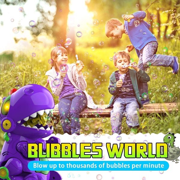 Bubble Machine for Kids, Automatic Dinosaur Bubble Blower, Walk & Stay Still Two Settings, Music & Light, Bump N Go Feature, Portable Bubble Maker Toys , Two Bottles of Bubble Solution & Screwdriver - Image 7