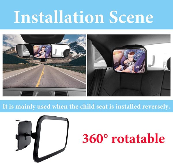 Baby Car Mirror, Car Seat Mirror for Rear Facing with Wide View, Shatterproof, Fully Assembled, Crash Tested and Certified for Safety - Image 3