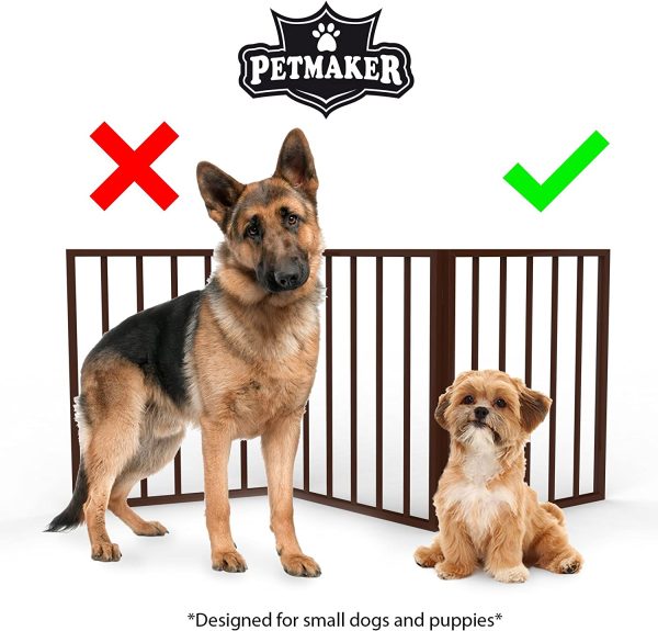 PETMAKER Freestanding Wooden Pet Gate, Dark Brown