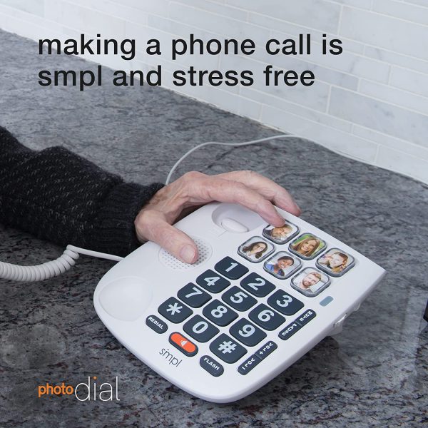 SMPL Hands-Free Dial Photo Memory Corded Phone, One-Touch Dialing, Large Buttons, Flashing Alerts, Durable, Perfect for Seniors, Alzheimer's, Dementia, Hearing Impaired - Image 6