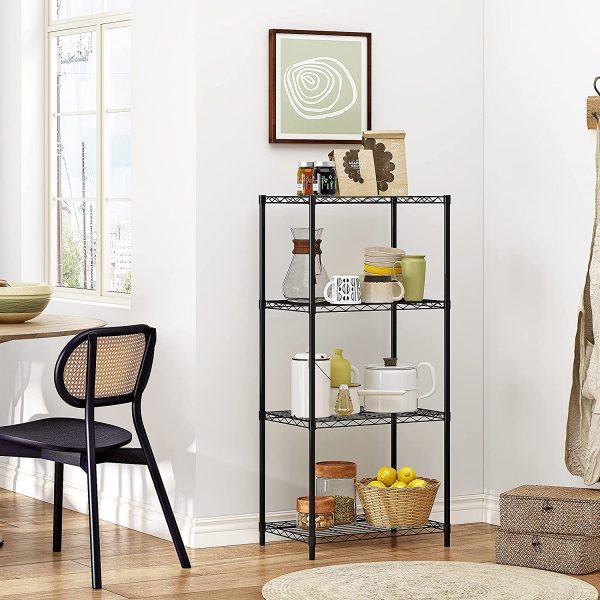 4 Shelf Shelving Unit, Metal Wire Shelving, Storage Organizer Wire Rack for Kitchen, Office and Garage in Black - Image 8