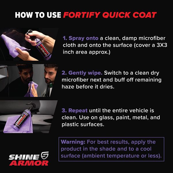 Ceramic Coating Fortify Quick Coat Car Wax Polish Spray Waterless Wash & Wax Hydrophobic Top Coat Polish & Polymer Paint Sealant Detail Protection - Image 3