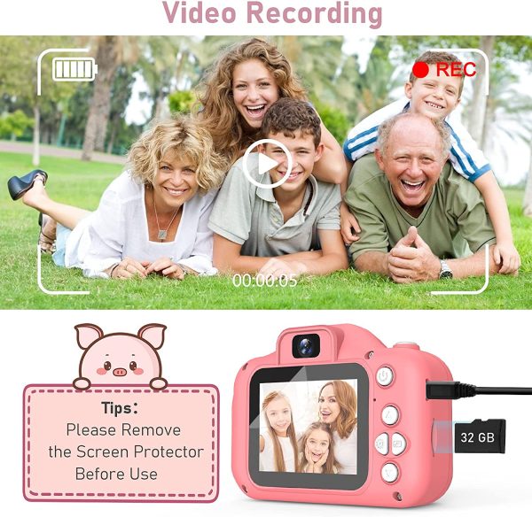 Kids Camera for Girls, 1080P HD Children's Digital Camera Toy, Toddler Selfie Video Camcorder for 3 4 5 6 7 8 9 Years Old with 32GB SD Card for Christmas Birthday Gift -Pink - Image 6