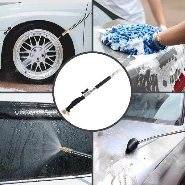 Hydrojet High Pressure Washer Wand for Garden Hose - Pressure Washer Gun Watering Sprayer with 3 Nozzles, Soap Dispenser, Wash Brush Car Washing Outdoor Garden Patio Cleaning - Image 5