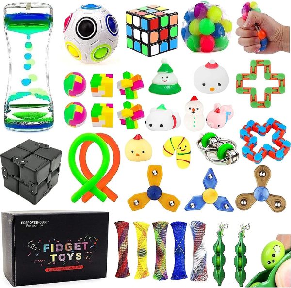 32 Pack Sensory Fidget Toys Set Stress Relief Kits for Kids Adults, Stocking Stuffers,School Classroom Rewards Carnival Party Treasure Box Prizes,Pinata Goodie Bag Fillers