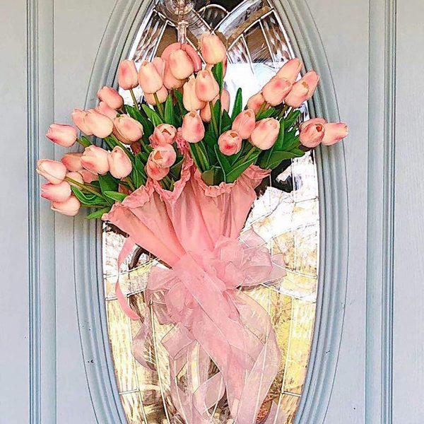 DecoForU 15 Pcs Artificial Flowers Tulips Real Touch Flowers Arrangement for Home Room Office Party Wedding Decoration(Pink) - Image 5