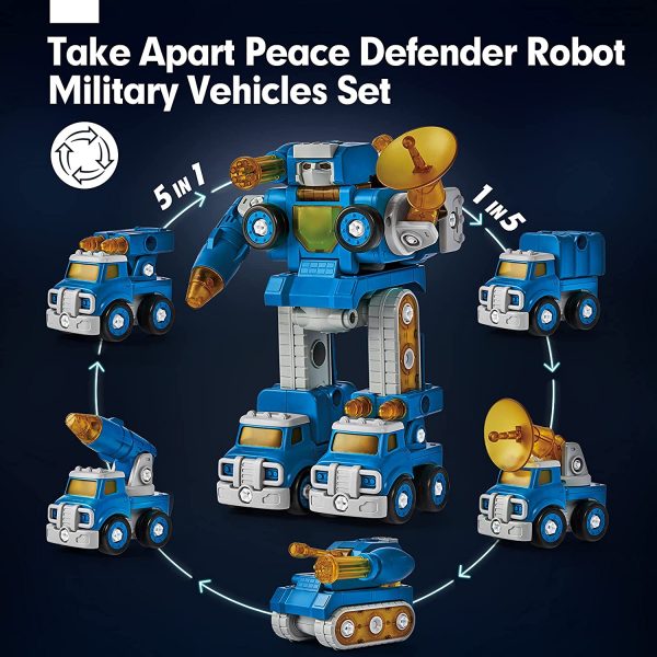 hahaland 5 in 1 Take Apart Robot Toys STEM Toys for Kids 4-6-8, Kids Toys for 5 6 Year Old Boys Girls, Kids Robot Toy for Age 5+