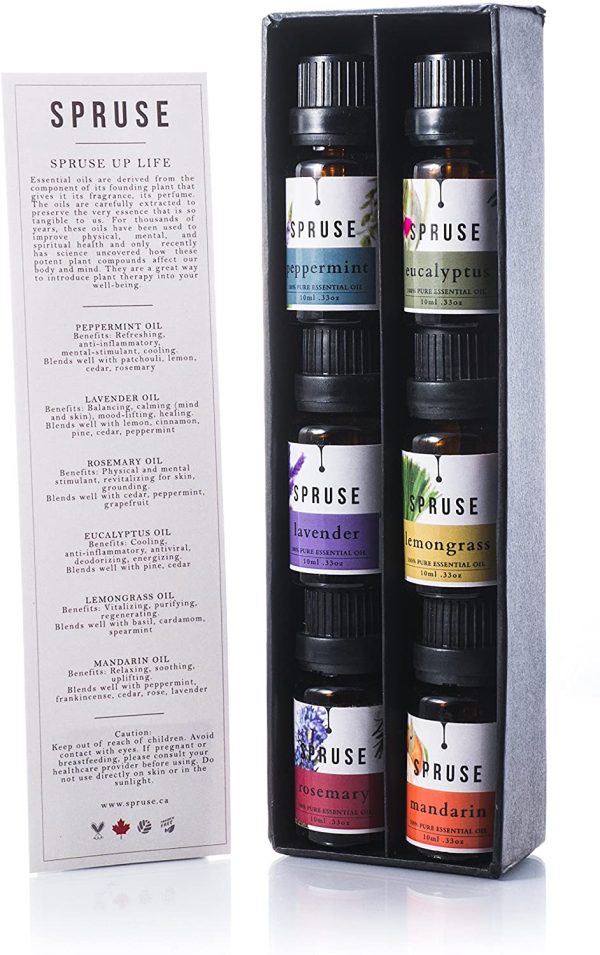 SPRUSE Canadian 100% Natural Essential Oils Set of 6 - Mandarin, Rosemary, Lemongrass, Eucalyptus, Peppermint, Lavender - Image 4