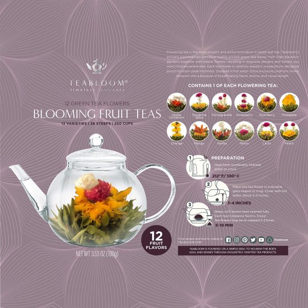 Blooming Tea ?? Fruit Flowering Teas ??12 Unique Flower Varieties of Blooming Tea in 12 Delicious Fruit Flavors ??Each Flowering Tea Ball Steeps Up to 3 Times ??Handpicked Ingredients - Image 5