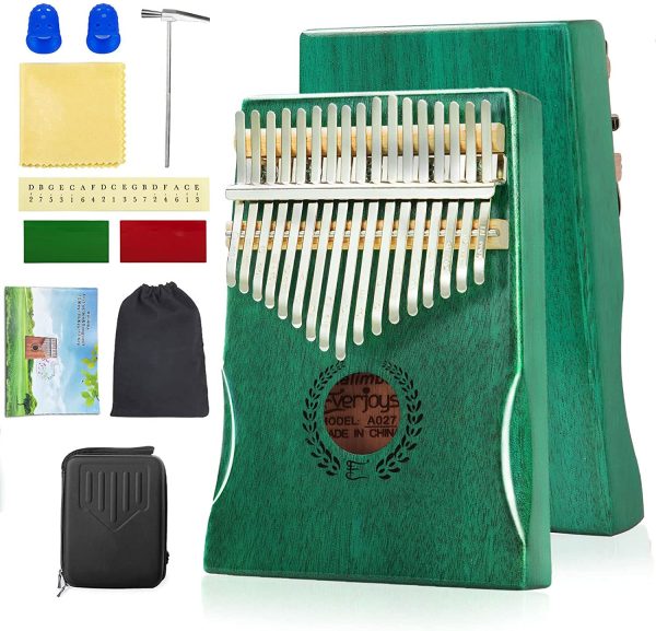 Thumb piano Portable Kalimba 17 Keys - Finger Piano with Protective Case, Fast to Learn Songbook, Tuning Hammer (17 keys, Green) - Image 6