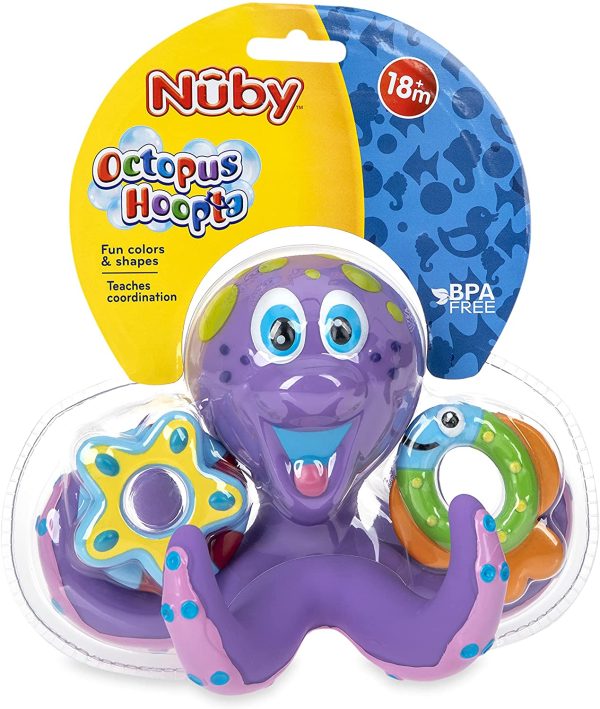 Nuby Floating Purple Octopus with 3 Hoopla Rings Interactive Bath Toy - Image 2