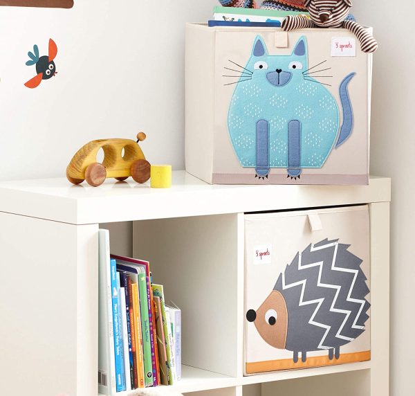 3 Sprouts Cube Storage Box - Organizer Container for Kids & Toddlers, Cat - Image 2