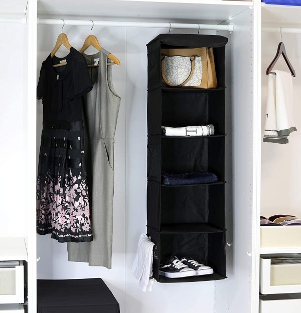 SimpleHouseware 5 Shelves Hanging Closet Organizer, Black - Image 3